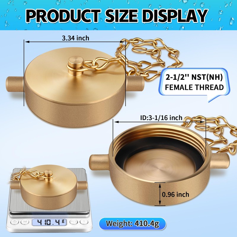 AquaNPT Brass Fire Hose Connection Cap, 2-1/2" NST(NH) Fire Hydrant