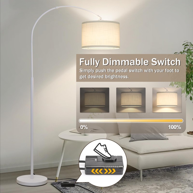 Seaside village Standing Lamp for Living Room, Dimmable Arc Floor