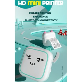 DIFCUL Mini Thermal Printer,Bluetooth Labler Maker,Portable Inkless Printers Compatible with Android and ios,Printable Photos,Lists,Memo,QR Codes,Notes（Pink）