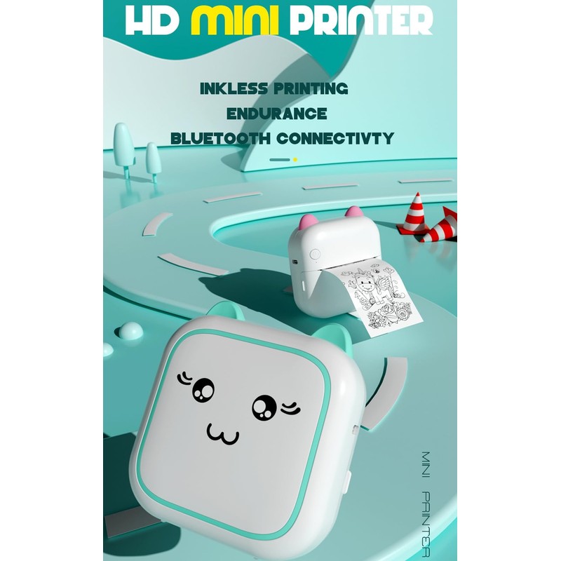 DIFCUL Mini Thermal Printer,Bluetooth Labler Maker,Portable Inkless Printers Compatible with