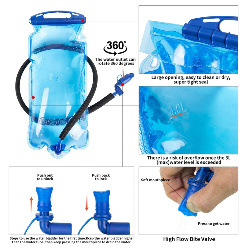Hydration Backpack, Lightweight Water Backpack for Hiking with 3L Leak