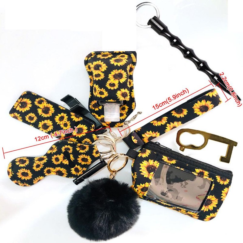 12pcs Female Wrist Keychain Set with Alarm with Handwash Bag