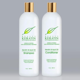 Beauty Keratin Acai Oil Shampoo & Conditioner 16oz / 500ml