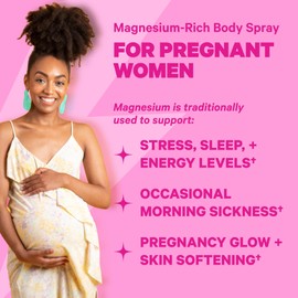 Pink Stork Magnesium Spray Mist - Pure Magnesium Chloride Body Spray for Occasional Morning Sickness, Calm, Stress, & Sleep - Fast-Absorbing, Pregnancy Must Haves, 200 mg per 6 Sprays, 4 oz Unscented