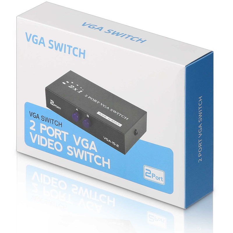 PASOW VGA 2 in 1 Out 2 Port VGA Switch