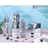 AMOYSTONE Natural Crystal Obelisk Moss Agate Gemstone Tower 1.3-1.7 LBS,