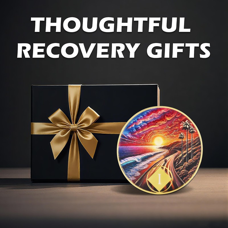 Leafence Sunset Beach Sobriety Coin Commemorative Coin Recovery Addiction NA