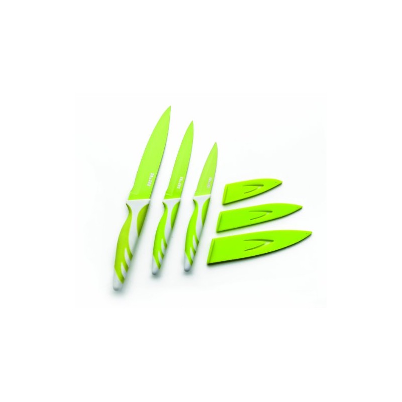 IBILI CUCHILLO DE COCINA Verde 8,5+12,5+15, Stainless Steel, weiß/grün, 25