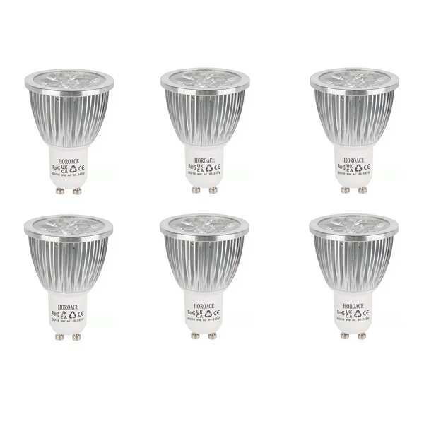 HOROACE 6Pcs GU10 Day White LED Bulbs Long Neck, Aluminum