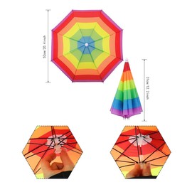 SULIUDAJI 1 Piece Rainbow Umbrella Hats Camouflage Fishing Cap Beach Umbrella Headband, Foldable Umbrella Hat for Decoration Costume Golf Cycling Fishing Gardening