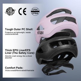 NTGBV Adult Bike Helmet for Men/Women with Helmet Bag 2 Removable Moisture-Wicking Liners Adjustable Dial Comfort Fit Lightweight Shockproof CPSC 1203 Safety Certified for Road-Ready/Urban-Commute/MTB