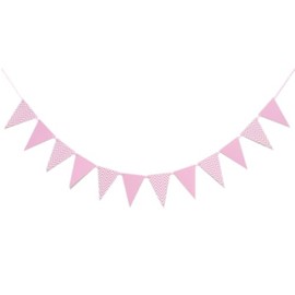 Costume Bay 12pcs Triangular Flags Pennant Banner Bunting Banner | Reusable and Stylish for Party Wedding Christmas Birthday Bedroom Decoration (Triangle Flag Banner - Pink, ONE)