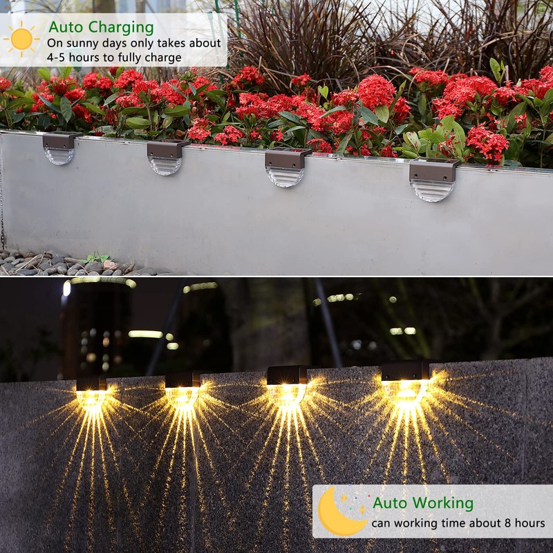 Melunar Solar Deck Lights, 6 Pack Waterproof LED Solar Step