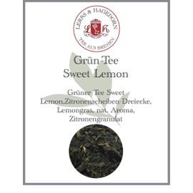 Lerbs & Hagedorn, Green Tea Sweet Lemon Pleasantly Beautiful Citrus Flavour 250 g (approx. 21 Litres) Lemon Slice Triangles, Lemon Grass, Lemon Granules