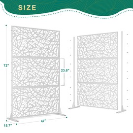 72" H×47" W Metal Privacy Screen Outdoor Privacy Screen Freestanding, Outdoor Privacy Screens and Panels for Patio Lawn Deck, Outdoor Privacy Panels Decorative Privacy Fence(Consists of 3 Panels)