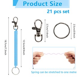 LELE LIFE 21 Pack Retractable Spring Coil Keychain, Stretchy Spiral Lanyard Safety Key Chain, Anti-Lost Stretch Cord with Keyring Lobster Clasp for Key Cellphone Wallet