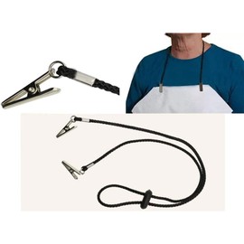 Aczyqws 2 PCS Black Adjustable Bib Holder Clips Napkin Holders Napkin Clip Neck Chain for Adult