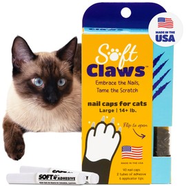 Soft Claws Cat Nail Caps for Large Cats – (40 Caps, Black) - Made in USA - Veterinarian-Developed | Protects Furniture & Skin - Easy to Apply, Long-Lasting Anti-Scratch Soft Cat Claw Covers.