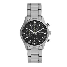 Seiko SSB419P1 Men's Watch, Chronograph, Overseas Model, Black, Black, Bracelet Type