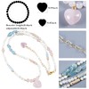 mookaitedecor Rose Quartz Heart Pendant Necklace Women Reiki Healing Pink