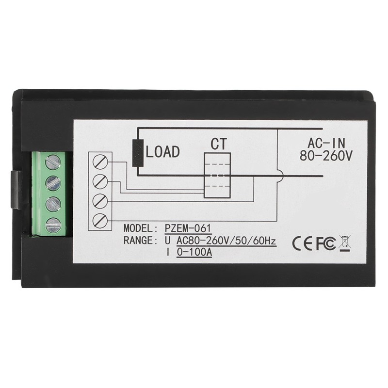 PEACEFAIR PZEM-061 LCD Voltage Current Power Energy Meter Voltmeter Ammeter