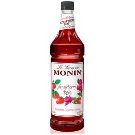 Monin - Strawberry Rose Syrup, Natural Flavoring for Coffee, Lattes, Teas, Lemonades, Cocktails, and More (1 Liter)
