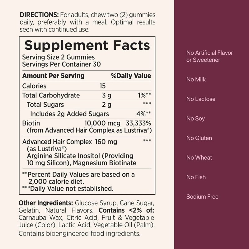 Nestle Health Science Nature'S Bounty Hair Growth Gummies Biotin, Silicon