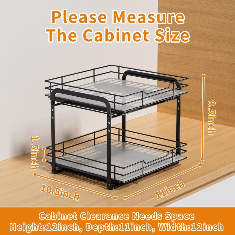 RCHYFEED Spice Organization for Cabinet,2 Tier Pull out Spice Rack