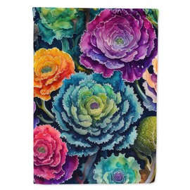 Caroline's Treasures Ornamental Kale in Color House Flag Large Porch Sleeve Pole Decorative Outside Yard Banner Artwork Wall Hanging, Polyester, House Size, Multicolor
