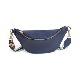 Alice Wheeler Bee Over Shoulder Banana Bag Crossover Flight Travel, navy