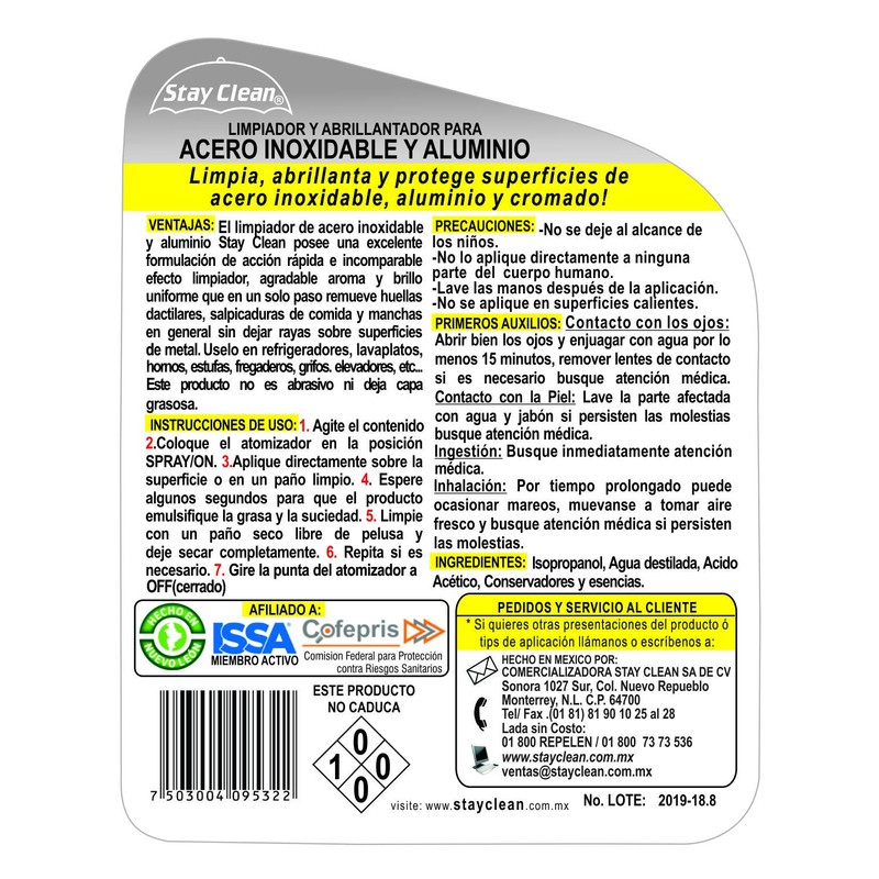 LIMPIADOR Y ABRILLANTADOR PARA ACERO INOXIDABLE Y ALUMINIO