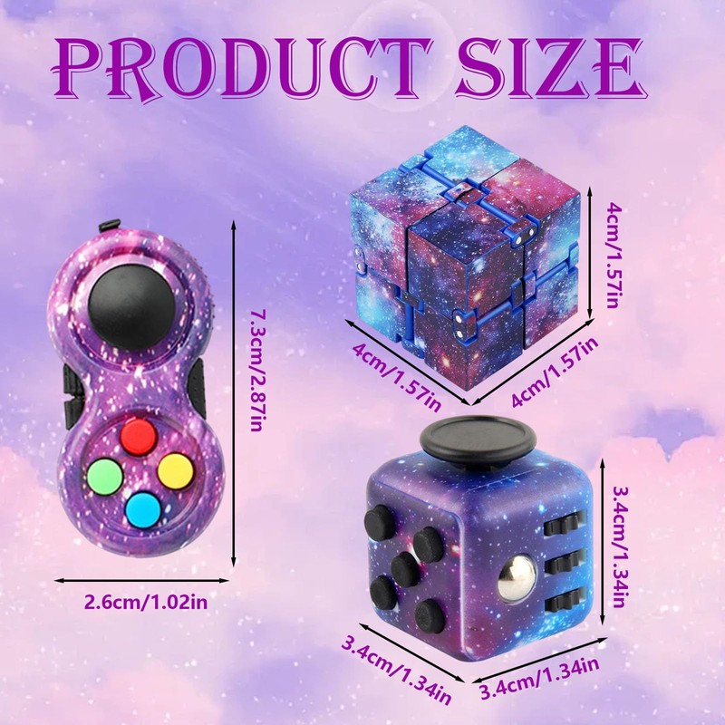 3 Pcs Fidget Toys, Fidget Toys For Kids, Fidget Cube,
