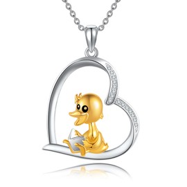 YAFEINI Otter/Elephant/Cats/Dog/Highland Cow Necklace Sterling Silver Animal Necklace Jewelry Gifts for Women Girls, Sterling Silver, No Gemstone