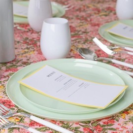 Blue Sky Edge Collection Mint Green Plastic Plates 10.6" - 10 Count, Stylish & Sturdy Disposable Dinnerware for Parties, Events, and Occasions