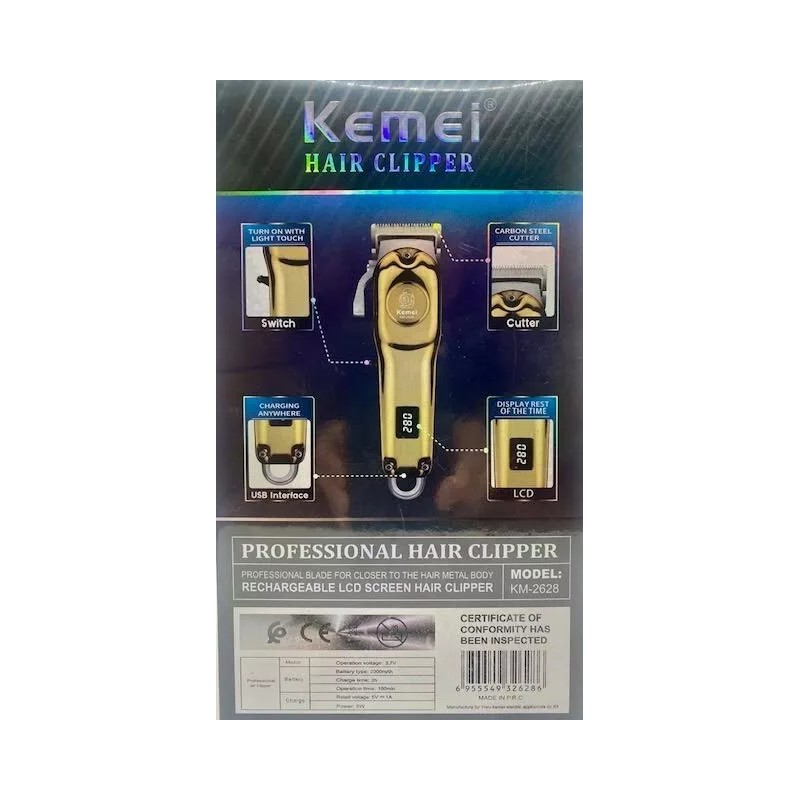 Kemei Golden Cordless Professional Hair Clippers Hair Trimmer For Men