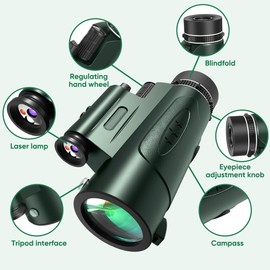 Monocular Telescope with Lights HD Monoculars 80x100 for Adults High Powered Monocular for Hunting with Smartphone Holder & Tripod, Handheld Telescope Suitable for Bird Watching Stargazing-Green