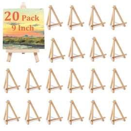 LISHINE 20 Pcs Wood Easel 9 Inch Easel Stand for Painting Canvases, Tripod, Small Kids Student Tabletop Easels for Painting, Canvas Holder Stand for Painting