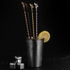 AnSaw Gold 10-Inch Stainless Steel Cocktail Spoon with Leaf Handle