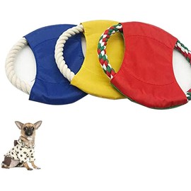 LATRAT Pack of 3 Pet Training Toy Frisbee, Interactive Training Toys Chew Throw Toy for Medium Large Dogs Random Colour
