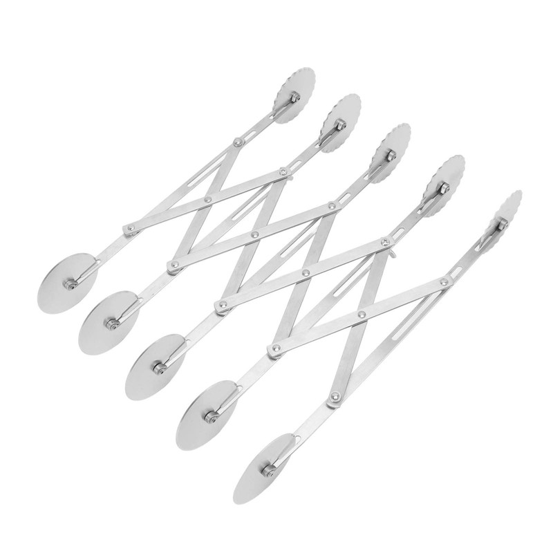 Raguso Pastry Cutter, Locking Device, 5-Wheel Pizza Cutter, Stainless Steel,