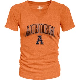 Blue 84 Auburn Tigers Women's Tri-Blend T-Shirt Vintage Arch Over Secondary Color, Orange, X-Large