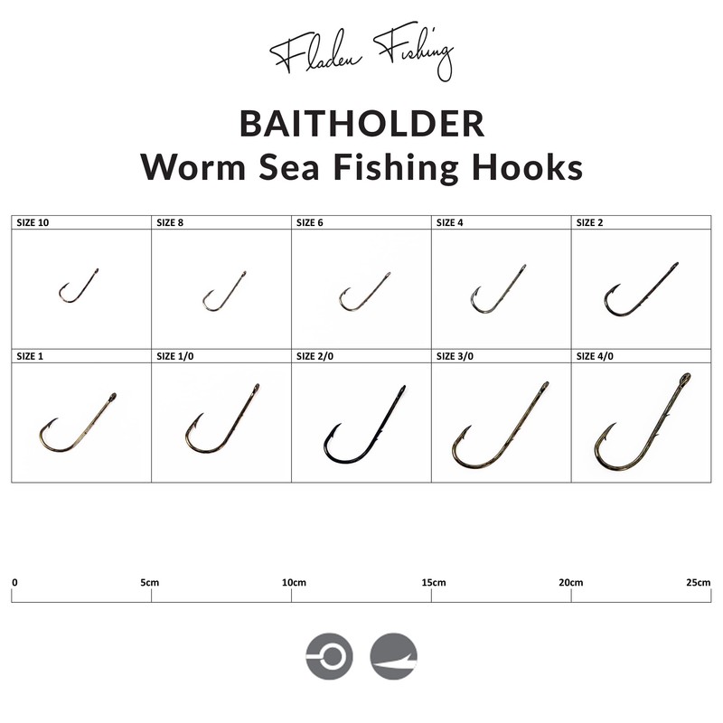 FLADEN - Baitholder Worm Sea Fishing Hooks Bulk Packs Barbed
