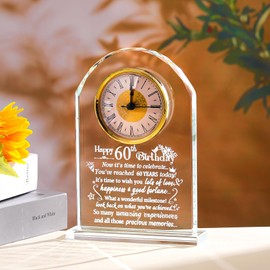 Ornalrist Happy 60th Birthday Glass Quartz Clock Gifts for Women, Men, Wife, Husband - 60th Birthday Gifts for Couple - 60 Year Old Birthday Keepsake Home Decor