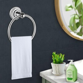 iBathUK Traditional Chrome Towel Ring Holder Wall Mount Round Bathroom Accessory ACC115