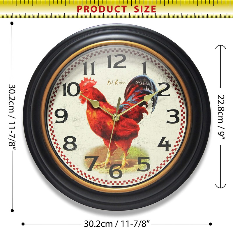 Infinity Instruments 12 inch Country Round Non-Ticking Silent Battery Operated