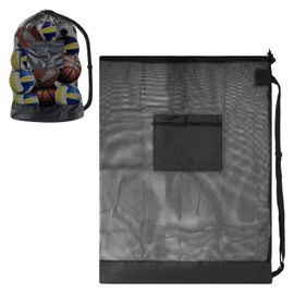 Ball Net and Large Capacity, Extra Large Ball Net for Football, Basketball, Handball, Volleyball, Sports Mesh Bag with Drawstring and Shoulder Strap, Ball Net Multi-Purpose for Various Sports Balls