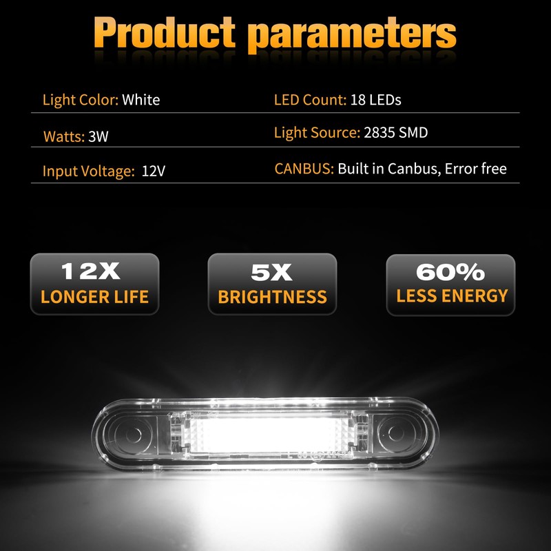 POPMOTORZ LED Number Plate Light for E-Class W124 E-Class Coupe