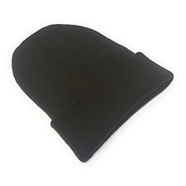 Kids Beanie Hat - Unisex Slouch Winter Woolly Turn Up Knitted (Dark Green)