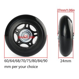 LOTOWELZON 1 Pair Luggage Replacement Wheels 60mm with 6mm(0.24") Bearings Repair Kits ABEC 608zz for Suitcase and Inline Outdoor Skate and Caster Board (OD60*W18mm/2.36"x0.71")