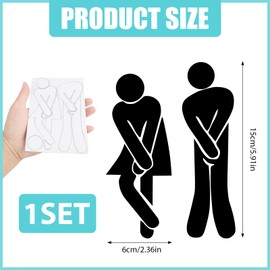 Lustiges WC-Schild, 18 cm x 12 cm, mit Symbol für Damen und Herren, lustige Badezimmertür, Heimdekoration, kleines Toilettenschild, entfernbar, Wandsticker